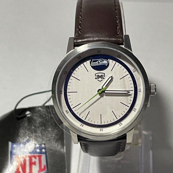 Seattle Seahawks OFFICIAL NFL Genuine Leather Watch by Jack Mason !!!NEW!!! - Picture 1 of 7